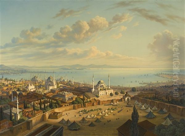 Constantinople From The Fire Tower Of Beyazit by Hubert Sattler