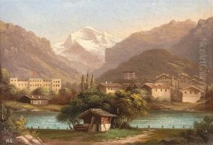 Blick Auf Interlaken Mit Dem Jungfrau-gipfel Im Hintergrund