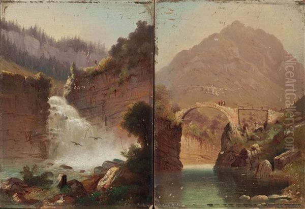Brucke Bei Lavertezzo; Wasserfall - Doubs Bei Brenets (2 Works) - view 1