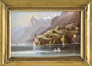 Alpine Landschaft Mit Bergsee by Hubert Sattler