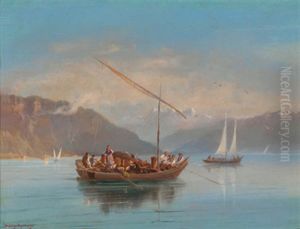 Heimkehrende Marktleute Am Genfersee by Hubert Sattler