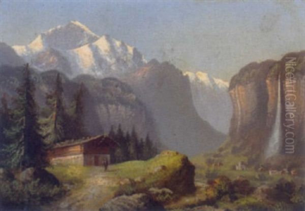 Der Staubbachfall Mit Der Jungfrau Im Hintergrund - view 1