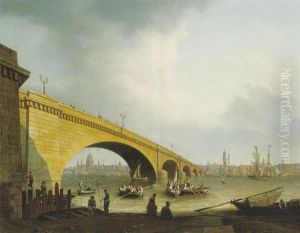 View Of London Bridge From The Thames by Hubert Sattler
