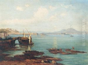 The Bay Of Naples With Vesuvius Beyond by Hubert Sattler