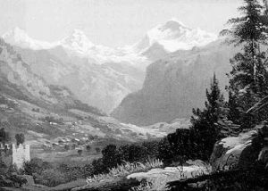 Jungfrau, Eiger, Monch Von Unspunnen Aus by Hubert Sattler