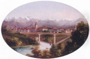 Blick Auf Fribourg In Der Schweiz