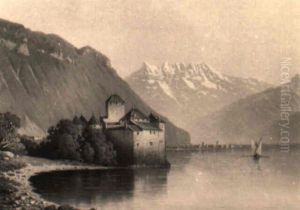 Blick Auf Schlos Chillon Und Villeneuve Im Hintergrund