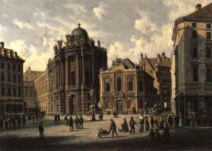 Blick Auf Den Michaelerplatz Mit Dem Alten Burgtheater by Hubert Sattler