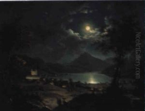 A View Of Lake Mondsee, Lake Mondsee by Hubert Sattler