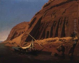 British Ship On The Nile By The Abou-simbel Monument, Egypt by Hubert Sattler