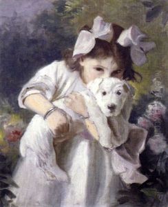 Portrait Of Miss Kitty Wooliscroft, The Artist's Niece by Robert Sauber