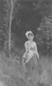 Woman Picking Flowers by Robert Sauber