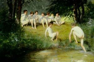 At The Swimming Hole by Josef Eduard Sauer