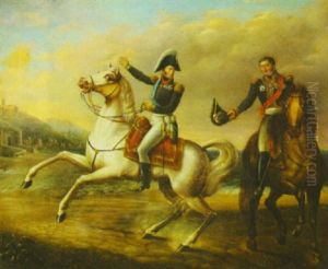 Napoleon And Alexander I, After The French Victory At The Battle Of Friedland, June 1807 by Alexander Ivanovich Sauerweid