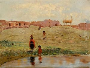 Pueblo Scene by Frank Paul Sauerwein