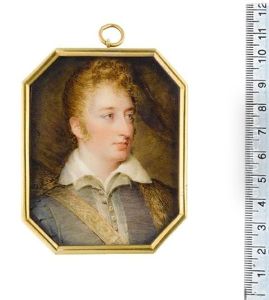 John Fane, Lord Burghersh, Wearing White Trimmed Gray Doublet With White Collar, Pearl Buttons And Slashed Sleeves, White Chemise, Buff Colored Sword Belt And Fur Cloak by George Saunders
