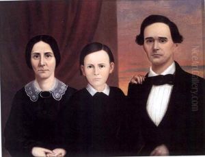 Group Portrait Of A Family, A Husband And Wife And Their Son by William Carroll Saunders