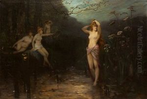 Le Bain Des Nymphes by Octave Alfred Saunier