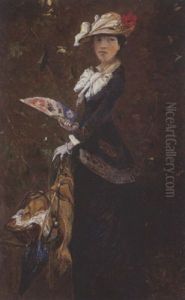 Elegante A L'eventail by Octave Alfred Saunier