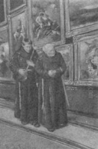 Monks In A Picture Gallery by Theodore De Saussure