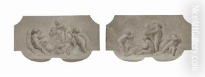 A Grisaille With Putti Playing With A Goat; And A Grisaille With Putti Harvesting