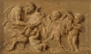 Satyre Et Son Cortege Trayant Une Chevre