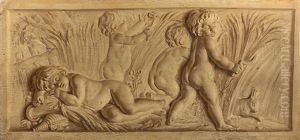 Les Amours Moissonneurs En Bas-relief En Trompe L"oeil by Piat Joseph Sauvage