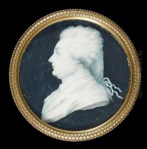 Portrait D'homme De Profil Vers La Gauche, Perruque A Queue Et Rubans