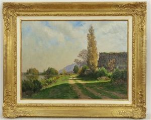 Een Landschap Langs De Rivier Oever Een Landschap Langs De Rivier Oever