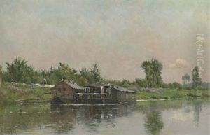 The Houseboat by Adrien Jacques Sauzay