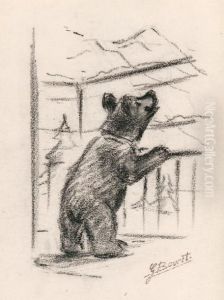 Petit Ourson Au Balcon by Germaine Bouret