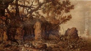 A Rocky Shore With Many Birds by Hans Savery the Younger