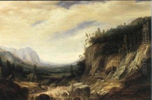 A Mountain Landscape With Cattle Grazing By A Stream by Jacob Savery the Younger