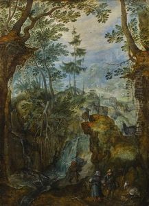Mountainous Landscape With Figures by Roelandt Savery