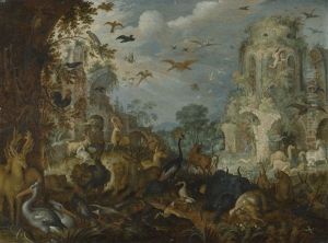 Orpheus Playing The Lyre To The Animals, A Moment Before His Death At The Hands Of The Thracian Maenads by Roelandt Savery