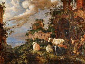 Rinder Vor Antiken Ruinengewolben by Roelandt Savery
