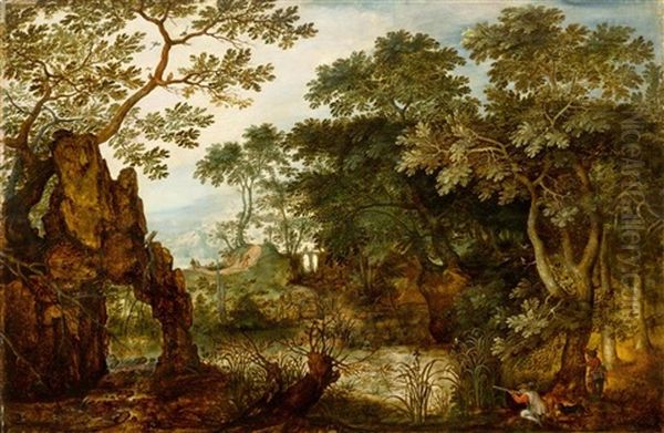 Forest Landscape With A Hunter - view 1