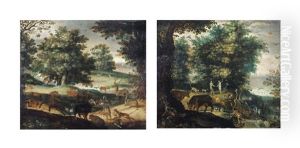 The Creation Of Eve; And Adam And Eve In Paradise (pair) by Roelandt Savery