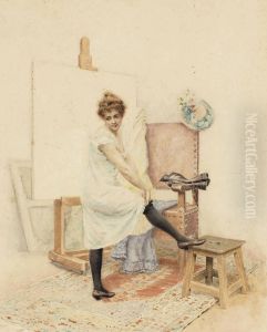 Modele Se Deshabillant by Gustave Bourgain