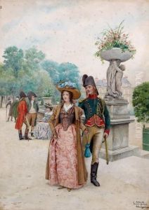 Couple Au Jardin Du Luxembourg by Gustave Bourgain