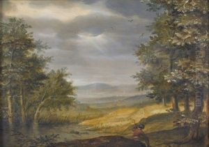 Weite Landschaft Mit Rastendem Und Vogeln by Roelandt Savery