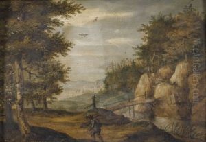 Felsige Landschaft Mit Einem Wanderer