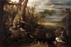 Cerf, Autruche, Herons, Pelicans Et Perroquets