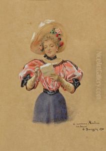 Elegante A La Lecture by Gustave Bourgain