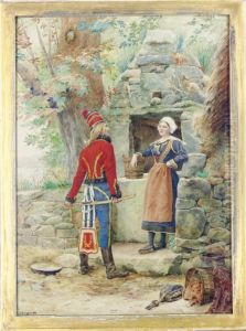 An Officer Courting A Maiden by Gustave Bourgain