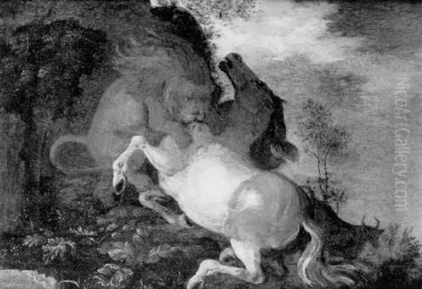 Un Lion Attaquant Un Cheval - view 1