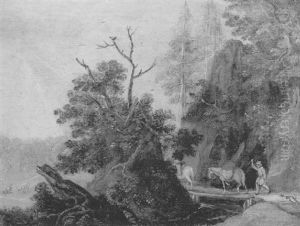 Cavalier Sur Un Chemin Dans Un Paysage Montagneux
