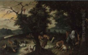 Phantastische Landschaft Mit Tieren