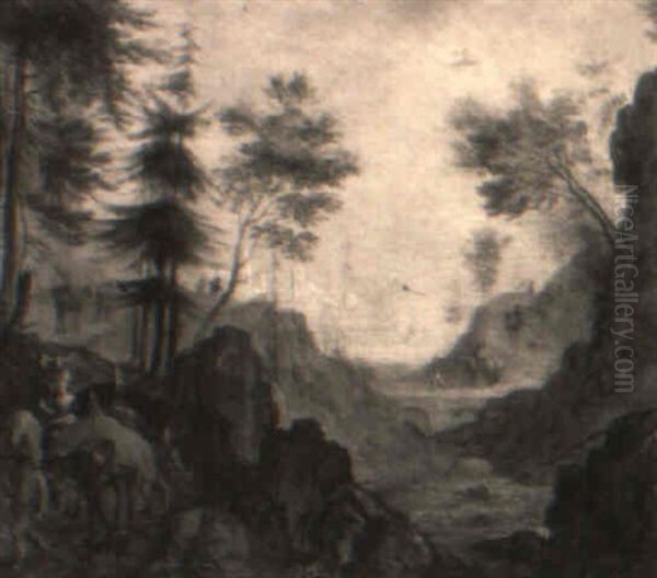 Travellers With Their Packmules On A Mountainous Path - view 1
