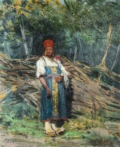 Paysanne Russe A L'oree Du Bois by Konstantin Apollonovich Savitsky